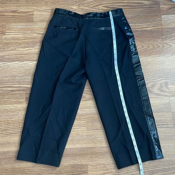 MARC JACOBS Black Capri Crop Pant Womens Patent Leather Detail Wool $228 - Picture 8 of 12